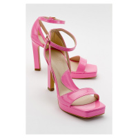 LuviShoes Mersia Pink Patent Leather Women's Heeled Shoes