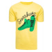 žluté tričko s potiskem plátěných bot