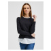 Orsay Černý dámský svetr s košilovou vsadkou - Dámské