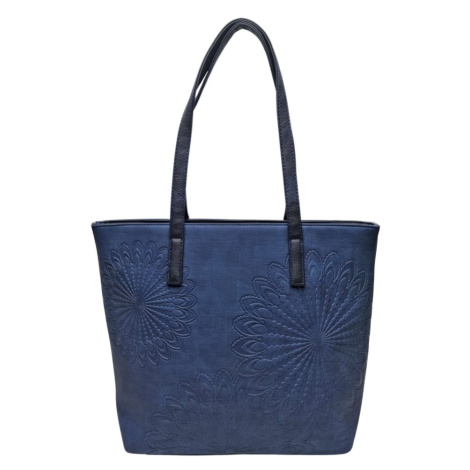 Středně modrá dámská kabelka přes rameno s texturou