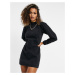 ASOS DESIGN denim pie crust dress in washed black