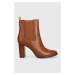 Kožené kotníkové boty Lauren Ralph Lauren Mylah dámské, hnědá barva, na podpatku, 802912285002