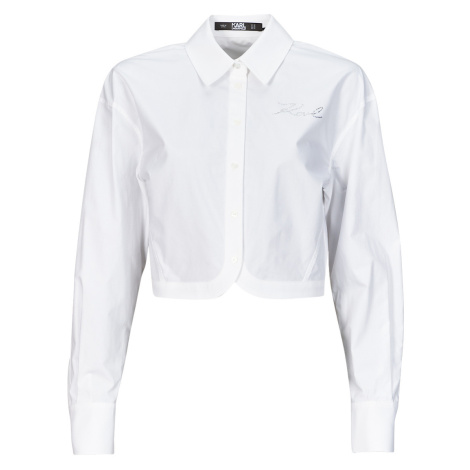 Karl Lagerfeld crop poplin shirt Bílá