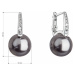 Stříbrné náušnice visací se Swarovski perlou a krystaly 31301.3 šedé