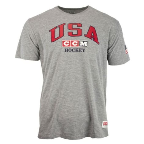 CCM FLAG TEE TEAM USA Pánské tričko, šedá, velikost