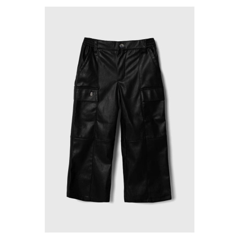 Dětské kalhoty Sisley černá barva, hladké