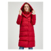 Červený dámský prošívaný kabát