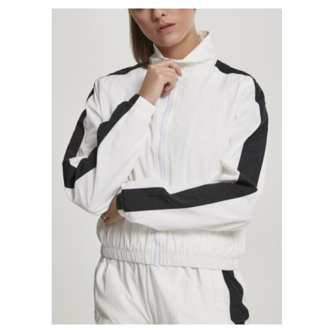 Bunda Urban Classics Ladies Short Striped Crinkle Track Jacket - white/black
