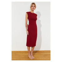 Trendyol Claret Red Fitted Midi Woven Dress