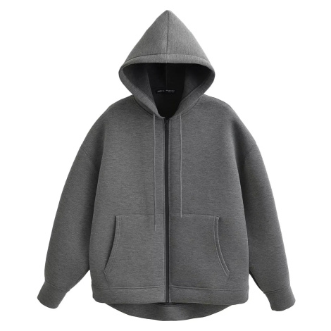 Dámská mikina na zip – oversize střih s dvojitou kapsou