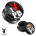 Černý šroubovací plug z akrylu - I love Playboy - Tloušťka : 8 mm