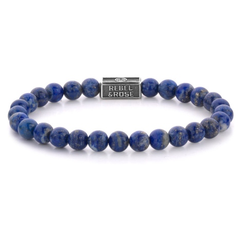 Rebel&Rose Stříbrný korálkový náramek Lapis Lazuli RR-6S002-S 19 cm - L