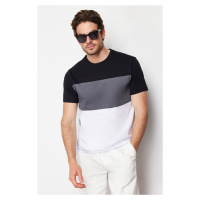 Trendyol Black Regular/Regular Fit Color Block 100% Cotton T-Shirt