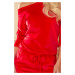 Červené dámské velurové sportovní šaty se zavazováním a kapsičkami 13-135