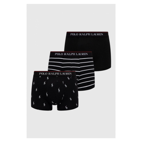 Boxerky Polo Ralph Lauren (3-pack) pánské, černá barva