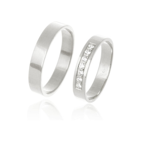 Snubní prsteny z bílého zlata SNUB0146B + DÁREK ZDARMA