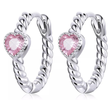 Linda's Jewelry Stříbrné náušnice kruhy Pink Love Ag 925/1000 IN448
