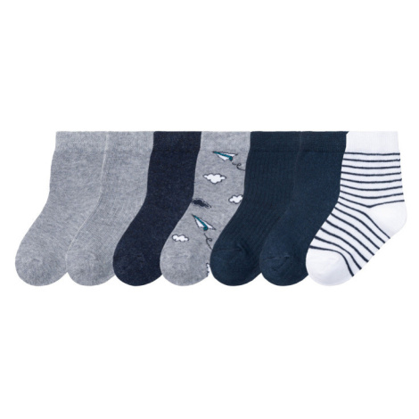 lupilu® Chlapecké ponožky s BIO bavlnou, 7 párů (šedá / bílá / navy modrá)