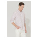 AC&Co / Altınyıldız Classics Men's Beige-white Slim Fit Slim Fit Shirt with Hidden Buttons Colla