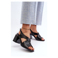 Elegantní dámské sandály na vysokém podpatku, eko kůže, černá Asellesa