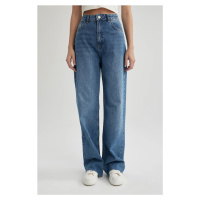 DEFACTO 90's Wide Leg High Waist Cutaway Long Jean Washed Trousers