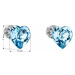Stříbrné náušnice pecka s krystaly Swarovski modré srdce 31139.3