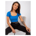 MODRÝ DÁMSKÝ CROP TOP S KRÁTKÝMI RUKÁVY -BLUE Modrá