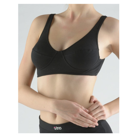 Dámská podprsenka sportovní, bez kostice, šité, jednobarevné 97016P - černá