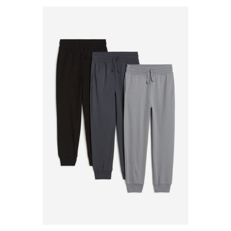 H & M - Kalhoty jogger z bavlněného žerzeje 3 kusy - šedá H&M