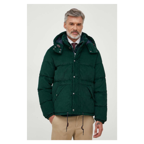 Manšestrová péřová bunda Polo Ralph Lauren zelená barva