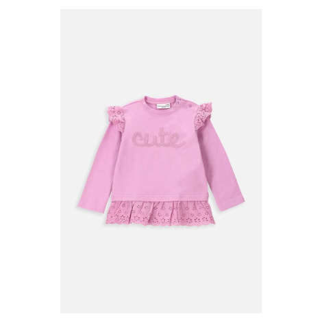 Kojenecké tričko s dlouhým rukávem Coccodrillo růžová barva