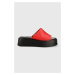 Kožené pantofle Vagabond Courtney dámské, červená barva, na platformě