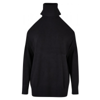 Ladies Cold Shoulder Turtelneck Sweater - black