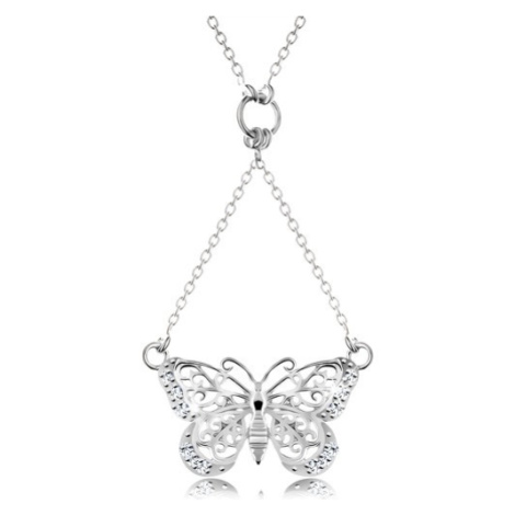 Stříbrný 925 náhrdelník, řetízek a přívěsek - vyřezávaný motýlek Šperky eshop
