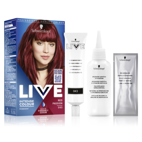 Schwarzkopf LIVE Intense Colour permanentní barva na vlasy odstín 043 Red Passion 1 ks