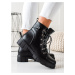 Klasické kotníčkové boty dámské černé na plochém podpatku