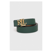 Oboustranný kožený pásek Lauren Ralph Lauren dámský, zelená barva