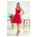 POLA - Červené dámské šaty s volánky ve výstřihu 307-1