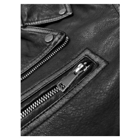 Černá vintage bunda ramoneska s opaskem J Style (11Z8125) J.STYLE