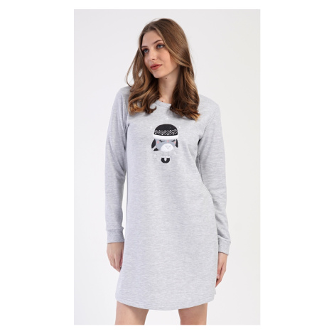 Vienetta Dámská noční košile s dlouhým rukávem Ines - vyp Barva: Šedá Vienetta Secret