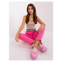 Růžové látkové kalhoty s elastickým pasem