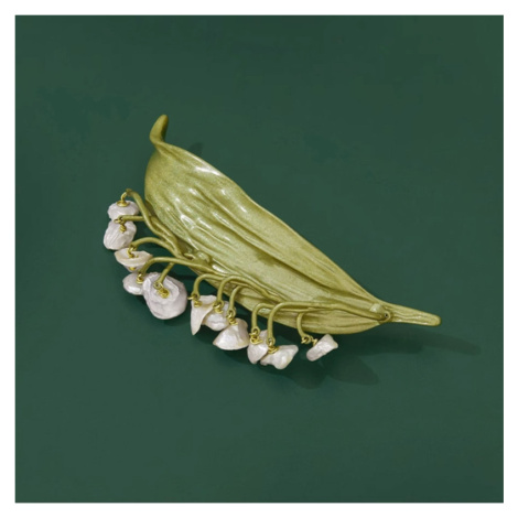 Éternelle Unikátní perlová brož Konvalinka, sladkovodní perla B8112-X1172-1-240 Zelená