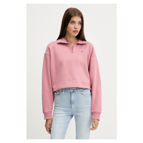 Mikina Tommy Jeans dámská, růžová barva, hladká, DW0DW20946 Tommy Hilfiger