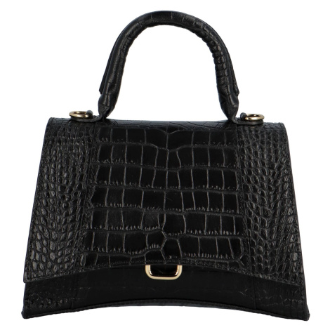 Luxusní dámská kožená kabelka Carla, černá Delami Vera Pelle