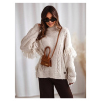 Ecru turtleneck with tassels Cocomore