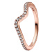 Pandora Vlnitý bronzový prsten se zirkony Rose Timeless 182539C01