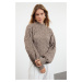 Trendyol Mink Crop High Collar Knitwear Sweater