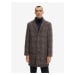 Tmavě hnědý pánský vlněný kostkovaný kabát Tom Tailor - Pánské