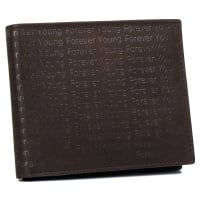 Forever Young Tmavě hnědá kožená peněženka zdobená ražbou s monogramem F017