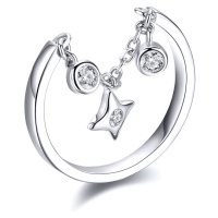 Stříbrný prsten s řetízkem a visací hvězdou